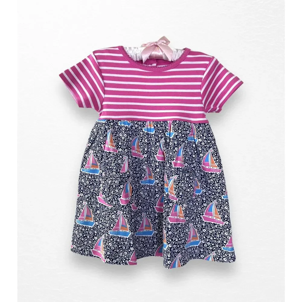 NWT JoJo Maman Bebe Sailboat Dress, Size 12-18 Months